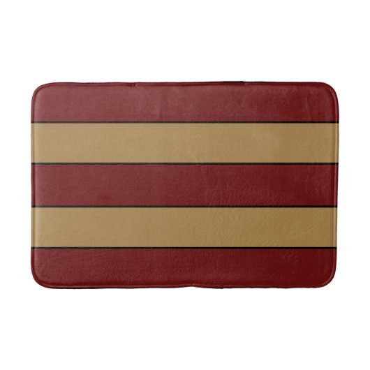 Classic Christmas Red And Gold Stripes バスマット (正面)