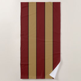 Classic Christmas Red And Gold Stripes ビーチタオル