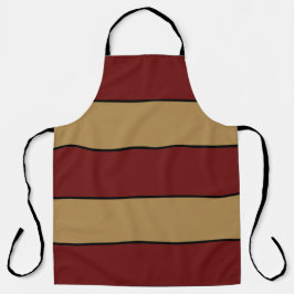 Classic Christmas Red And Gold Stripes Apron エプロン