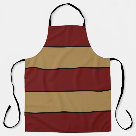 Classic Christmas Red And Gold Stripes Apron エプロン (正面)