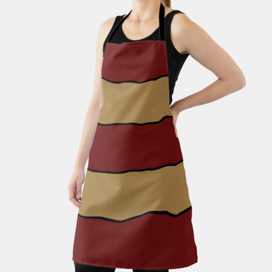 Classic Christmas Red And Gold Stripes Apron エプロン (インサイチュ)