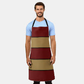 Classic Christmas Red And Gold Stripes Apron エプロン (着用した状態)