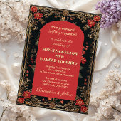 Classic Christmas Red Chinoiserie Floral Wedding 招待状