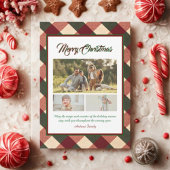 Classic Christmas Red Green Plaid 3 Photo  シーズンカード