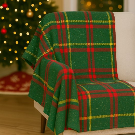 Classic Christmas Red Green Plaid Fleece Blanket フリースブランケット