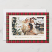 Classic Christmas Red Green Plaid Horizontal Photo シーズンカード (正面)