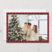 Classic Christmas Red Green Plaid Horizontal Photo シーズンカード (裏面)