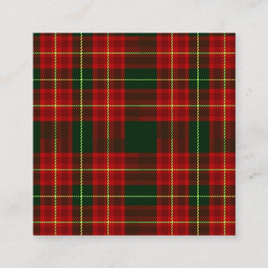 Classic Christmas Red Green Tartan Plaid Seamless スクエア名刺 (正面)