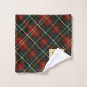 Classic Christmas Red Tartan Plaid Monogram Name バスタオルセット (ウォッシュタオル)