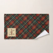 Classic Christmas Red Tartan Plaid Monogram Name バスタオルセット (ハンドタオル)