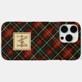 Classic Christmas Red Tartan Plaid Monogram Name Case-Mate iPhoneケース (裏面 (横))