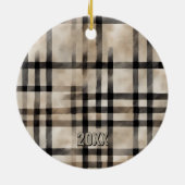 Classic Christmas snowman on a warm plaid ornament セラミックオーナメント (裏面)