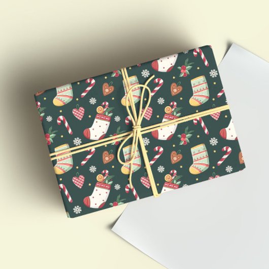 Classic Christmas Stockings Wrapping Paper ラッピングペーパー