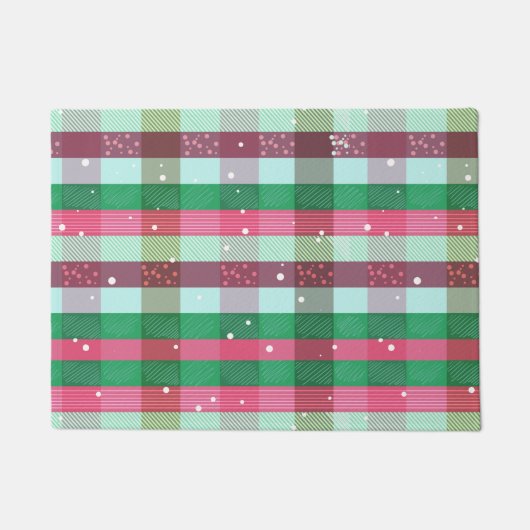Classic Christmas Stripes Pattern ドアマット (正面)
