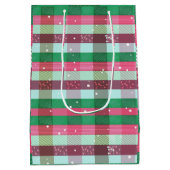 Classic Christmas Stripes Pattern ミディアムペーパーバッグ (裏面)