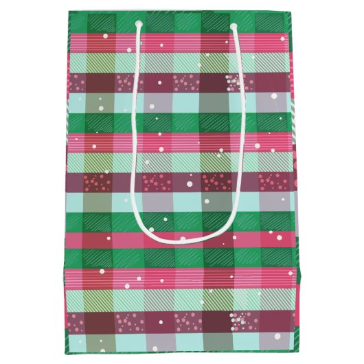 Classic Christmas Stripes Pattern ミディアムペーパーバッグ (裏面)