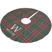 Classic Christmas Tartan Plaid Monogram ブラッシュドポリエステルツリースカート (アングル)