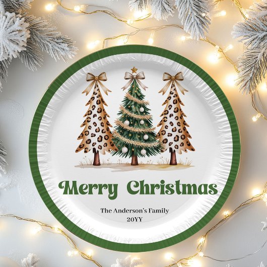Classic Christmas Tree Personalized Paper Plates ペーパープレート