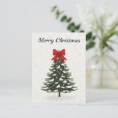 Classic Christmas Tree Red Bow シーズンポストカード (スタンド正面)