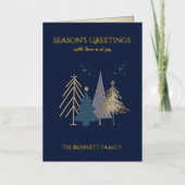 Classic Christmas Tree Seasons Greetings Gold  箔グリーティングカード (正面)