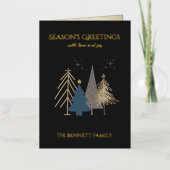 Classic Christmas Tree Seasons Greetings Gold  箔グリーティングカード (正面)