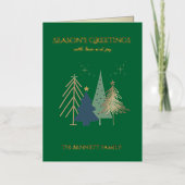 Classic Christmas Tree Seasons Greetings Gold  箔グリーティングカード (正面)