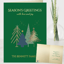 Classic Christmas Tree Seasons Greetings Gold  箔グリーティングカード