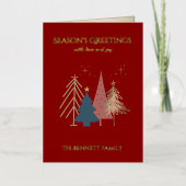 Classic Christmas Tree Seasons Greetings Gold  箔グリーティングカード (正面)