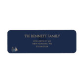 Classic Christmas Tree Seasons Greetings Gold Foil ラベル (正面)