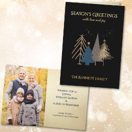 Classic Christmas Tree Seasons Greetings Gold Foil 箔グリーティングカード