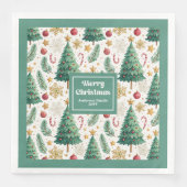 Classic Christmas Trees Candy Cane Party Napkins (正面)