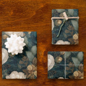 Classic Christmas Winter Green and White Floral ラッピングペーパーシート