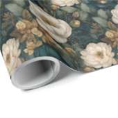 Classic Christmas Winter Green and White Floral ラッピングペーパー (ロールコーナー)