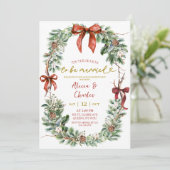 Classic Christmas Wreath Engagement Party 招待状 (スタンド正面)