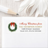 Classic Christmas Wreath Family Return Address ラベル (インサイチュ)