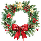 Classic Christmas wreath gift bag custom lettering ミディアムペーパーバッグ