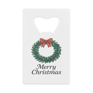 Classic Christmas Wreath – Minimalist Merry Christ クレジットカード栓抜き