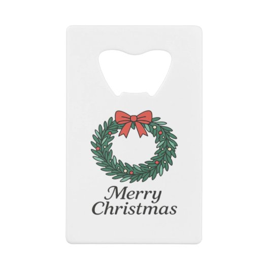 Classic Christmas Wreath – Minimalist Merry Christ クレジットカード栓抜き (正面)