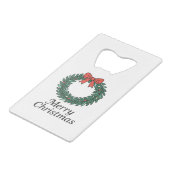 Classic Christmas Wreath – Minimalist Merry Christ クレジットカード栓抜き (正面アングル)