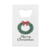Classic Christmas Wreath – Minimalist Merry Christ クレジットカード栓抜き (裏面)