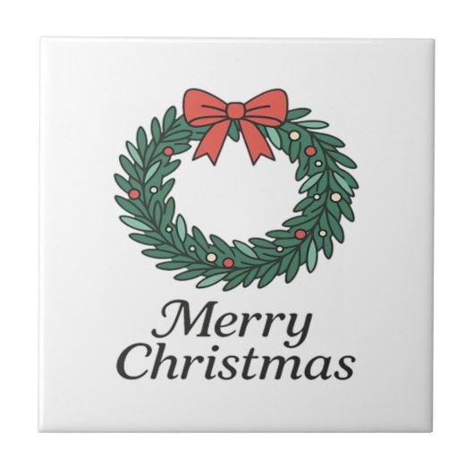 Classic Christmas Wreath – Minimalist Merry Christ タイル (正面)