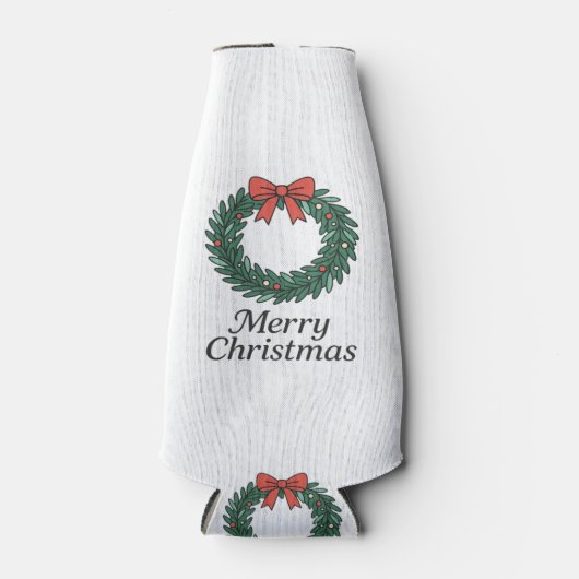 Classic Christmas Wreath – Minimalist Merry Christ ボトルクーラー (正面)