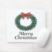 Classic Christmas Wreath – Minimalist Merry Christ マウスパッド (マウス)