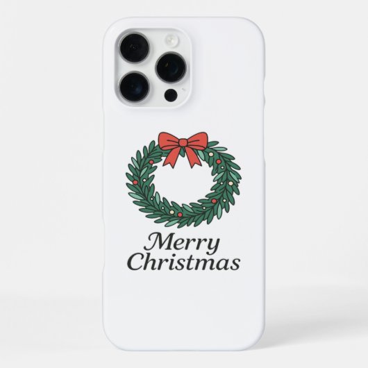 Classic Christmas Wreath – Minimalist Merry Christ iPhoneケース (裏面)