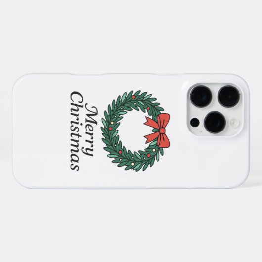 Classic Christmas Wreath – Minimalist Merry Christ iPhoneケース (裏面横)