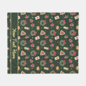 Classic Christmas Wreath & Mittens Fleece Blanket フリースブランケット (正面(横))