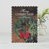 Classic Christmas Wreath on Wood Door シーズンカード (スタンド正面)