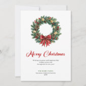 Classic Christmas Wreath Red Green Holiday Card シーズンカード (正面)