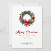 Classic Christmas Wreath Watercolor Holiday Card シーズンカード (正面)