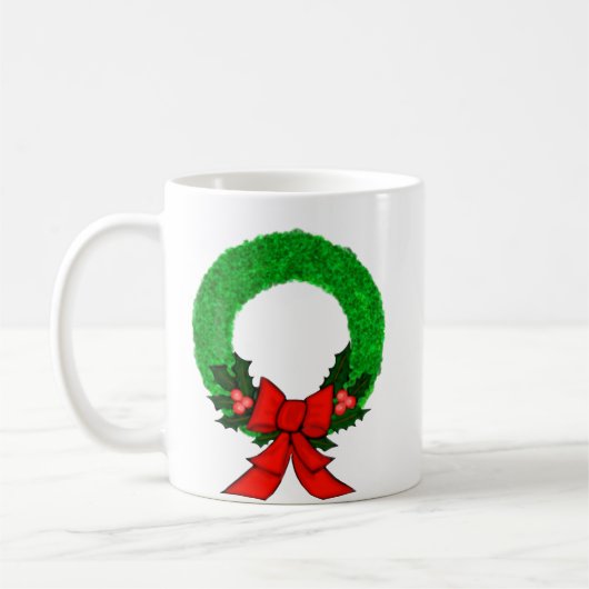 Classic Christmas Wreath with Red Bow コーヒーマグカップ (左)